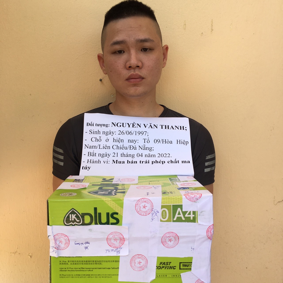 Đối tượng Nguyễn Văn Thanh khi bị bắt giữ.