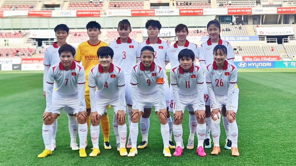 ĐT nữ Việt Nam thua 0-3 trước ĐT nữ Hàn Quốc (Ảnh: VFF).