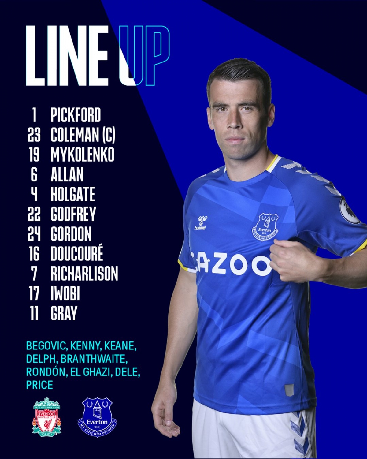 Đội hình xuất phát của Everton. (Ảnh: The Toffees)