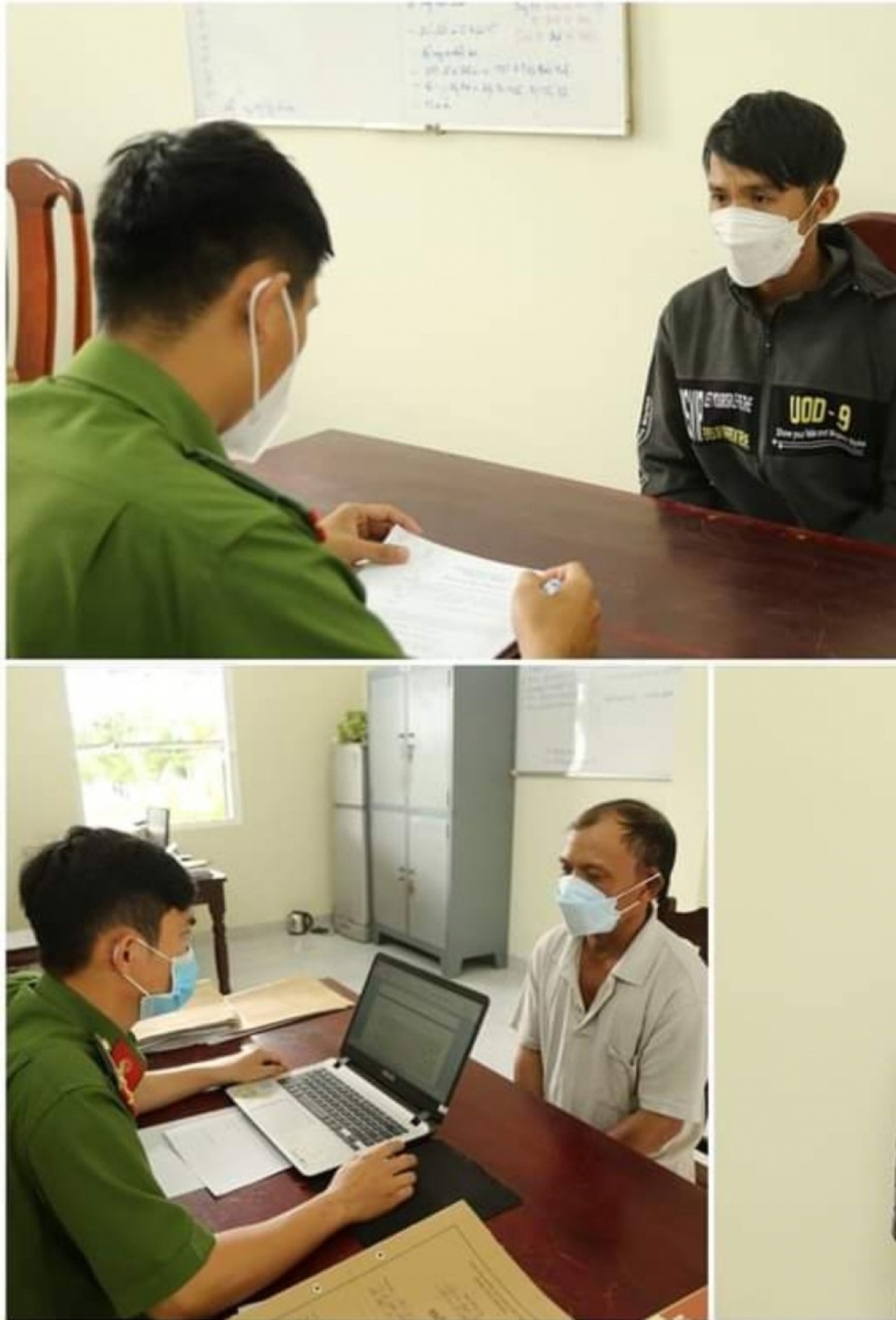 Các đối tượng tại cơ quan công an.