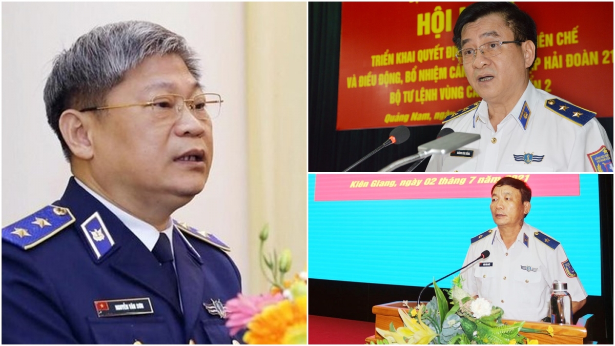Từ trái qua: Trung tướng Nguyễn Văn Sơn, Trung tướng Hoàng Văn Đồng, Thiếu tướng Doãn Bảo Quyết. (Ảnh: Cảnh sát biển Việt Nam)