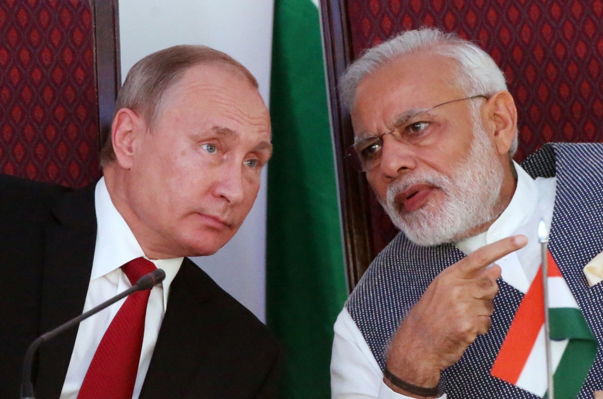 Tổng thống Nga Vladimir Putin và Thủ tướng Ấn Độ trong cuộc gặp tại Hội nghị thượng đỉnh BRICS ở Benaulim, Ấn Độ năm 2016. Ảnh: Getty