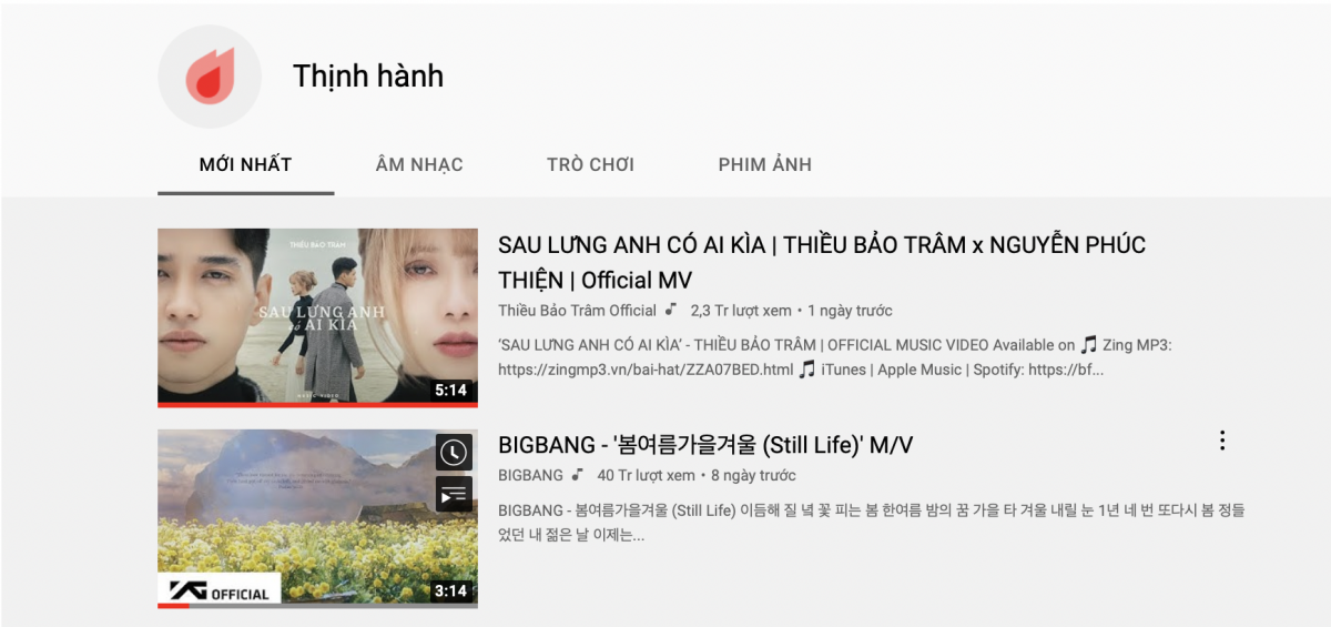 Thiều Bảo Trâm chính thức có MV đạt top 1 trending Youtube.