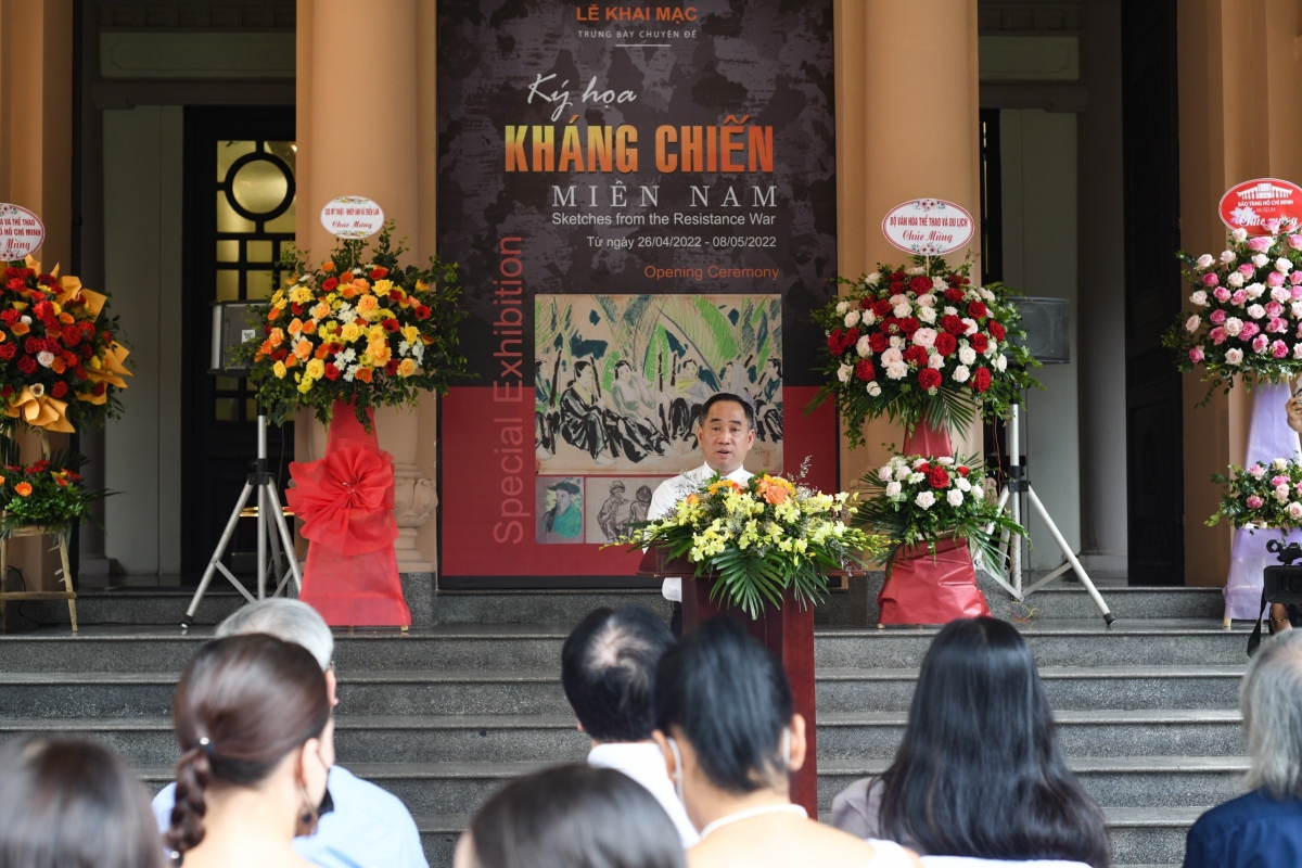 Ông Nguyễn Anh Minh - Giám đốc Bảo tàng Mỹ thuật Việt Nam phát biểu. Nguồn: Bảo tàng Mỹ thuật Việt Nam
