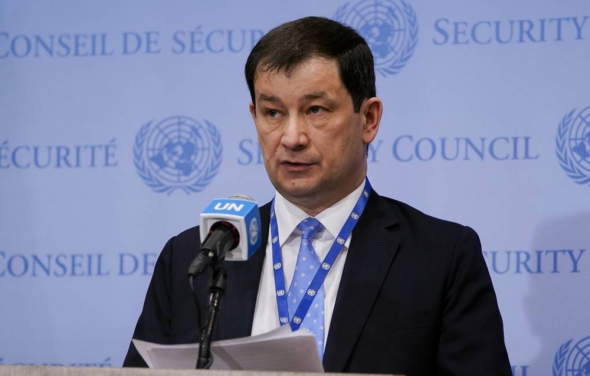 Phó đại diện thường trực thứ nhất của Nga tại LHQ, Dmitry Polyansky. (Nguồn: AP)