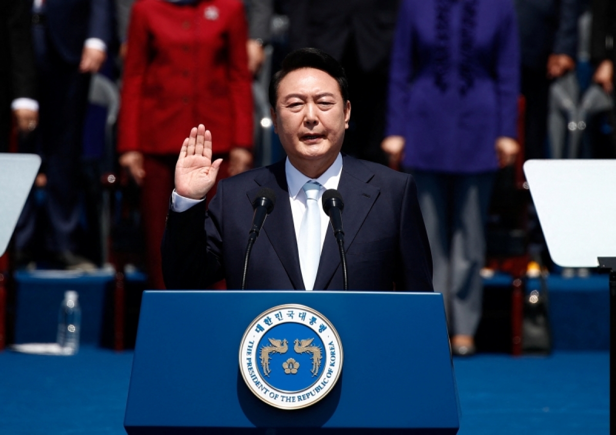 Tổng thống Hàn Quốc nhậm chức. Ảnh: Reuters.