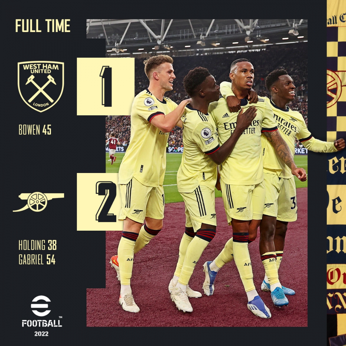 Arsenal giành chiến thắng sát nút trước West Ham trong trận derby London. (Ảnh: AFC)