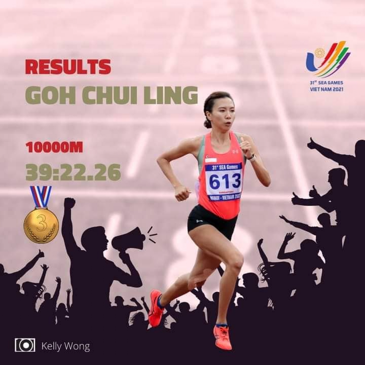 Đoàn điền kinh Singapore xác nhận Goh Chui Ling được đôn lên nhận HCĐ nội dung chạy 10.000m nữ tại SEA Games 31. (Ảnh: Singapore Athletics).