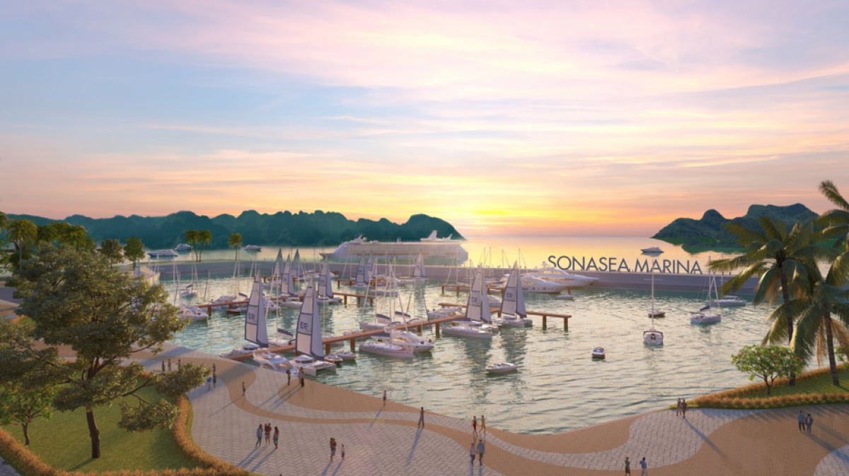 Bến thu thuyền Sonasea Marina tăng giá trị tận hưởng cho The Premier. (Ảnh phối cảnh)