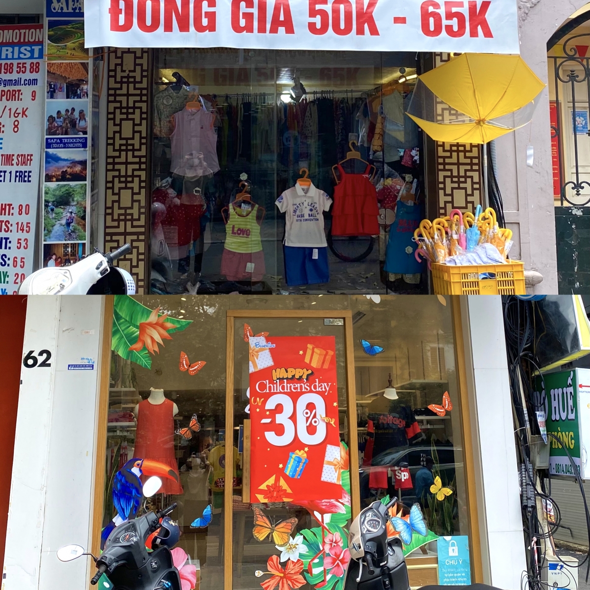 Nhiều cửa hàng thời trang giảm giá để dành tặng những ưu đãi tối ưu cho khách hàng 'nhí' nhân ngày Quốc tế thiếu nhi 1/6.