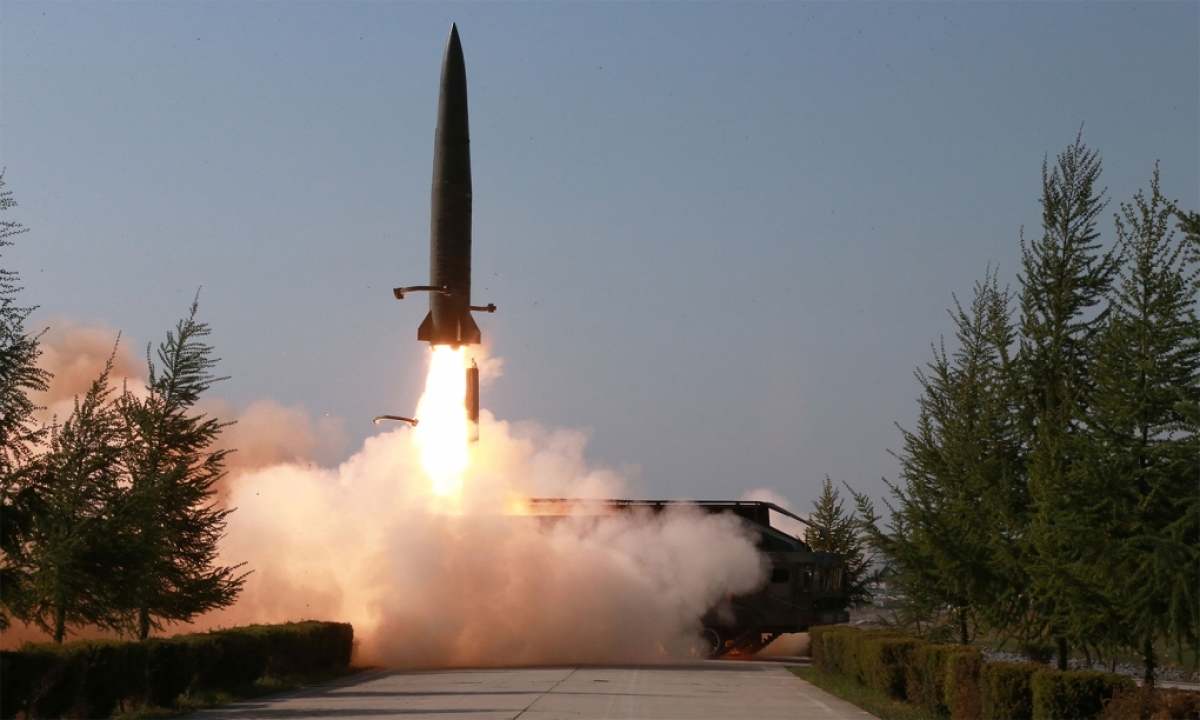 Triều Tiên phóng thử tên lửa đạn đạo hồi tháng 5/2019. Ảnh: KCNA.