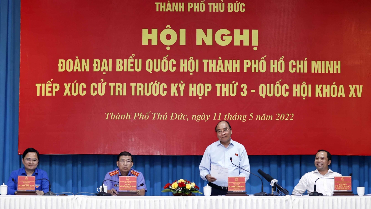 Chủ tịch nước Nguyễn Xuân Phúc cùng Đoàn Đại biểu Quốc hội TP.HCM tiếp xúc cử tri thành phố tại TP Thủ Đức