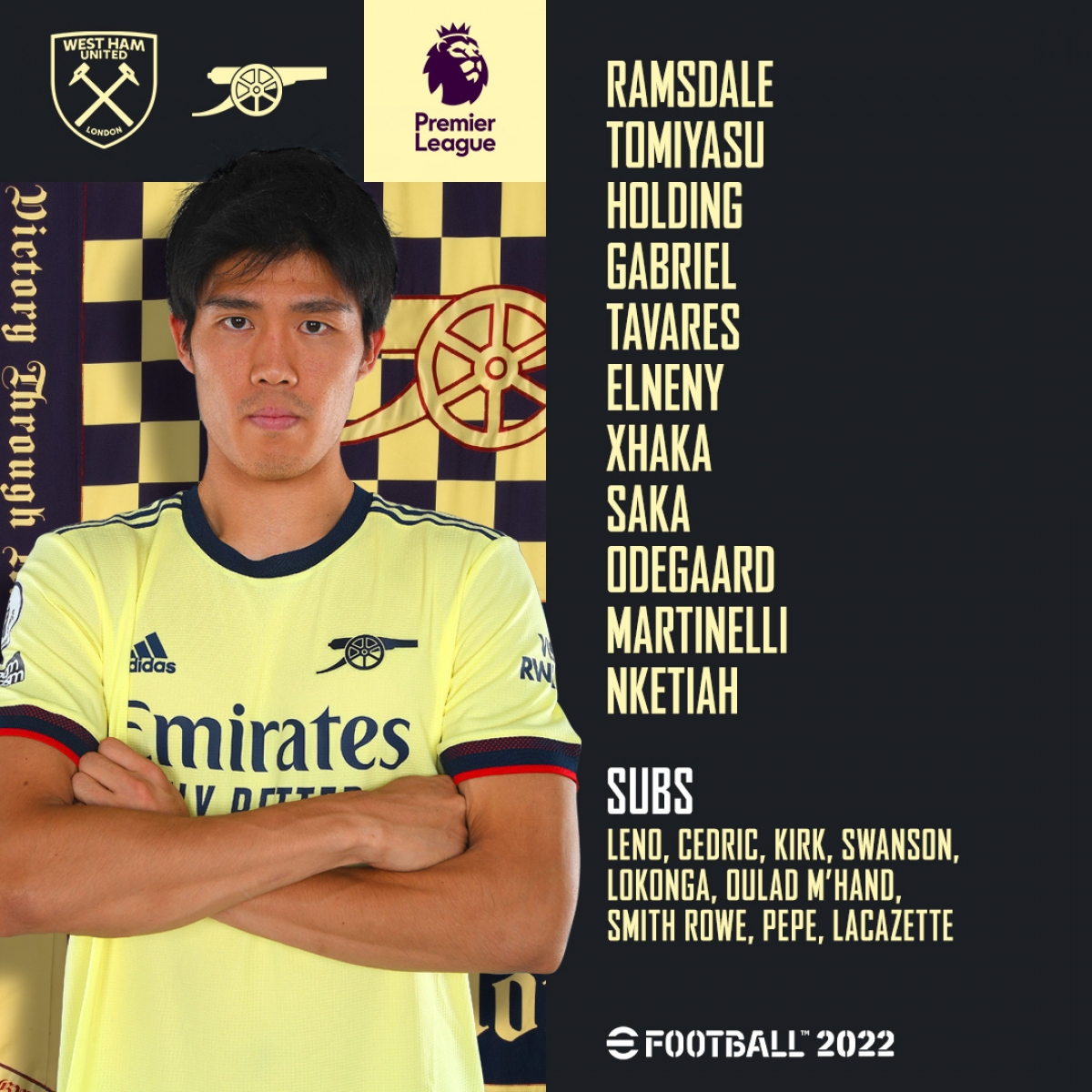 Đội hình xuất phát của Arsenal. (Ảnh: AFC)