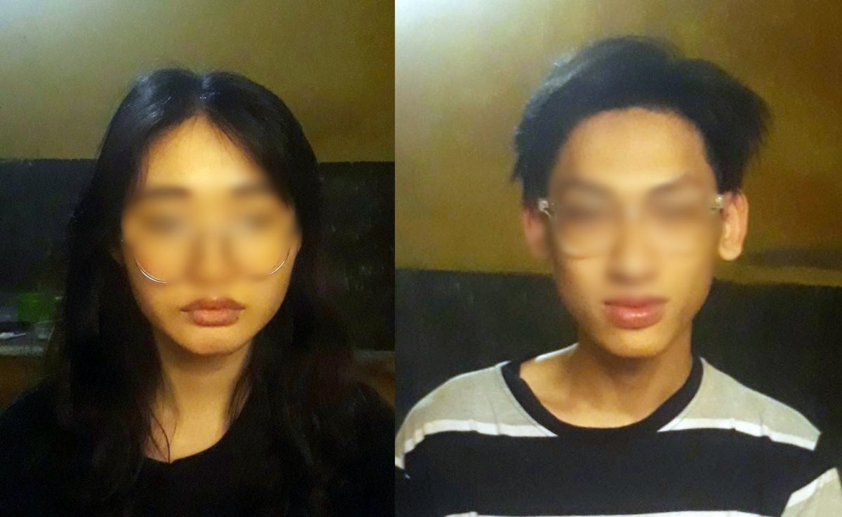 Hai đối tượng Mông Thu Thủy và Trần Văn Minh tại cơ quan công an