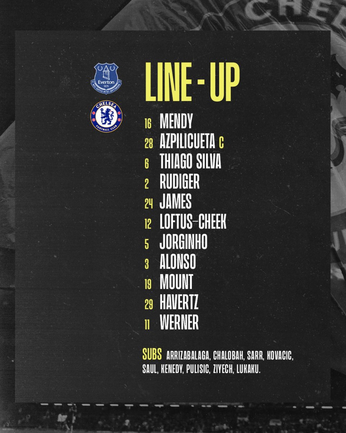 Đội hình xuất phát của Chelsea. (Ảnh: CFC)