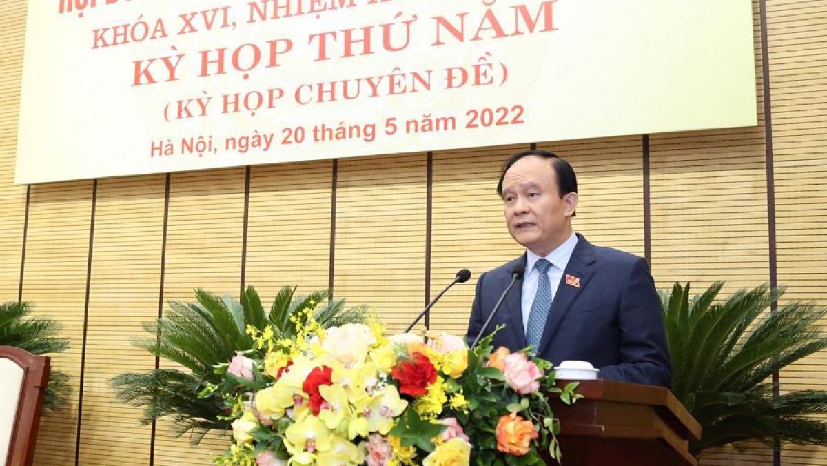 Chủ tịch HĐND TP Hà Nội Nguyễn Ngọc Tuấn phát biểu khai mạc kỳ họp.