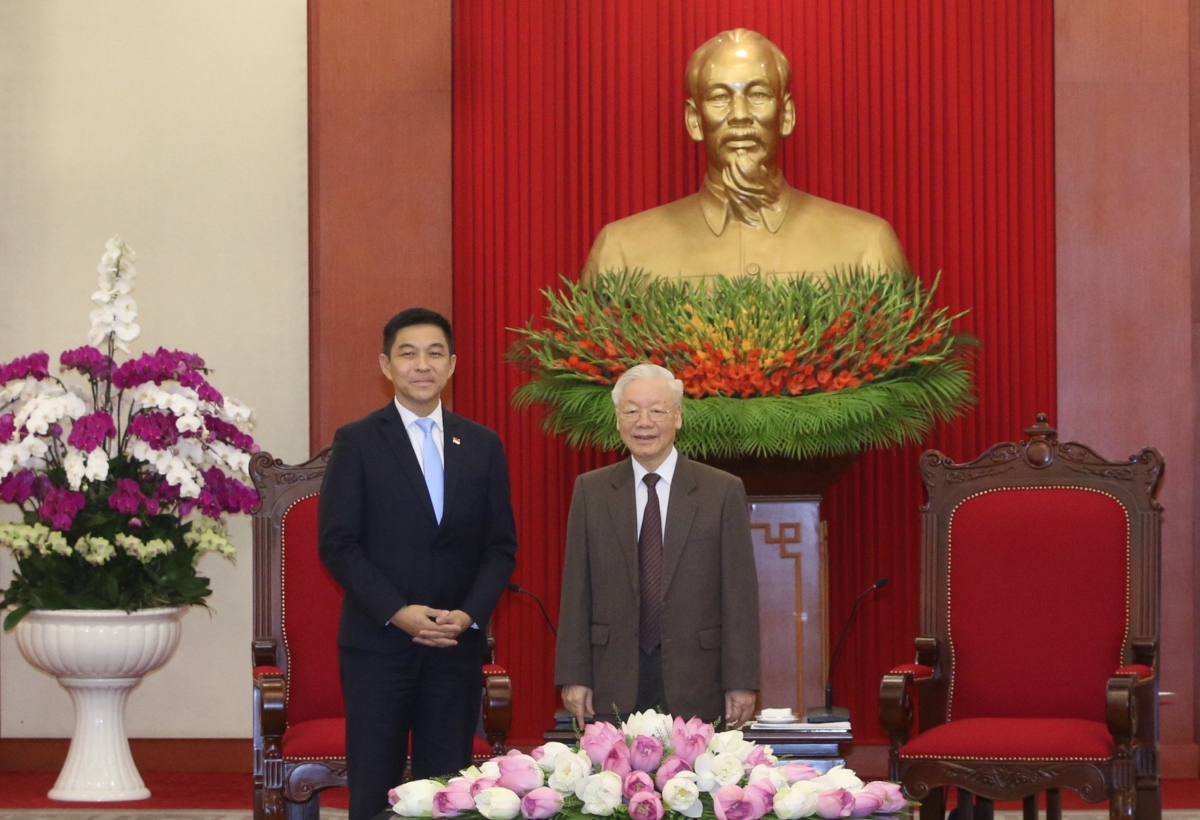 Tổng Bí thư Nguyễn Phú Trọng và Chủ tịch Quốc hội Singapore Tan Chuan-jin