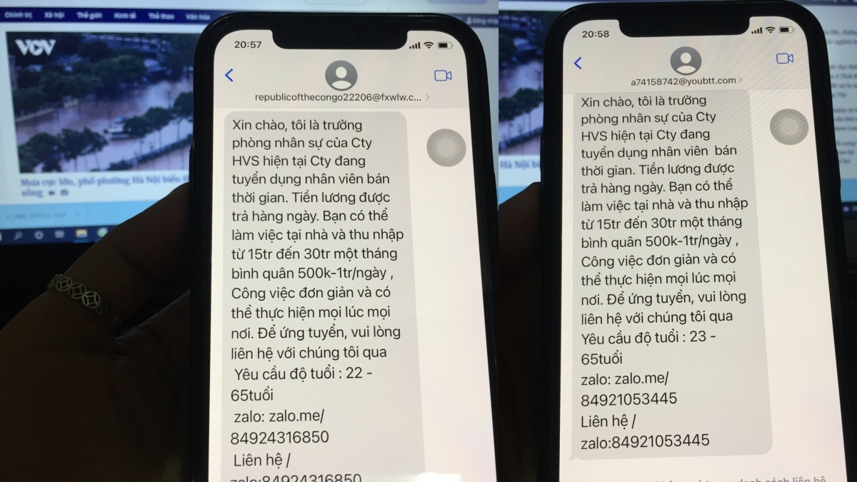 Cơ quan chức năng ghi nhận sự gia tăng mạnh hình thức lừa đảo trực tuyến thông qua tin nhắn tuyển dụng, mời làm việc tại nhà lương cao