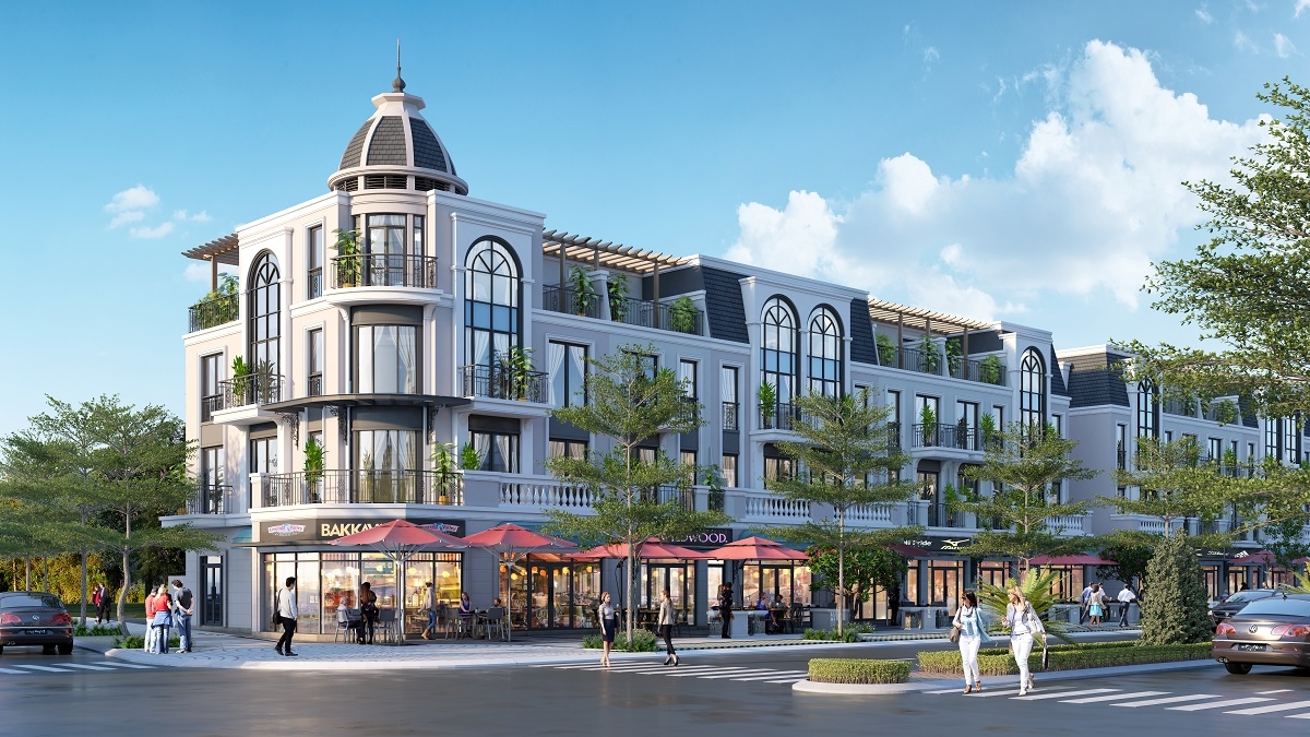  Phối cảnh một dãy shophouse của dự án Imperia Grand Plaza Đức Hòa.