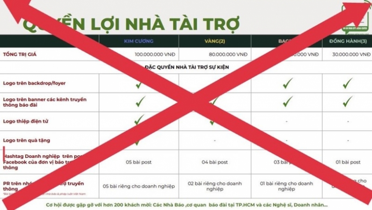 Thông tin kêu gọi tài trợ cho sự kiện này cũng là giả mạo.