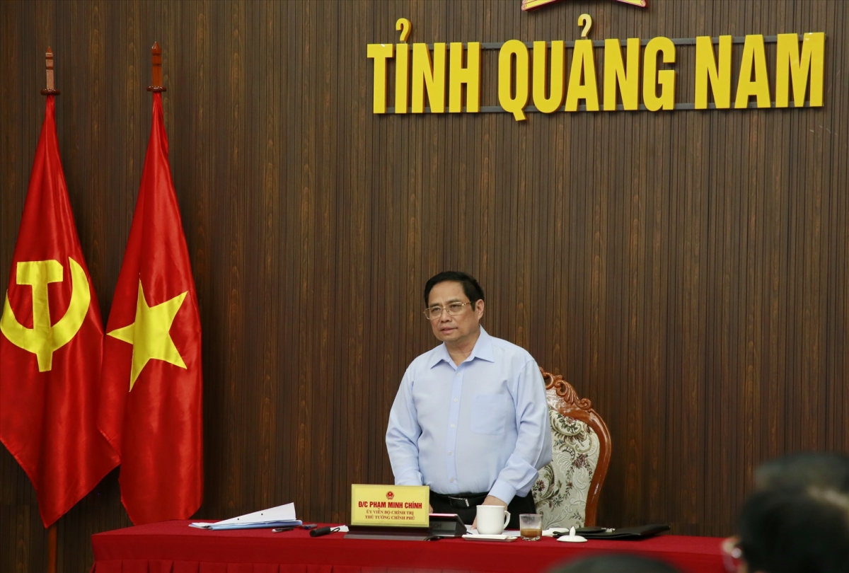 Thủ tướng Phạm Minh Chính phát biểu tại buổi làm việc với lãnh đạo tỉnh Quảng Nam vào cuối tháng 3 vừa qua.