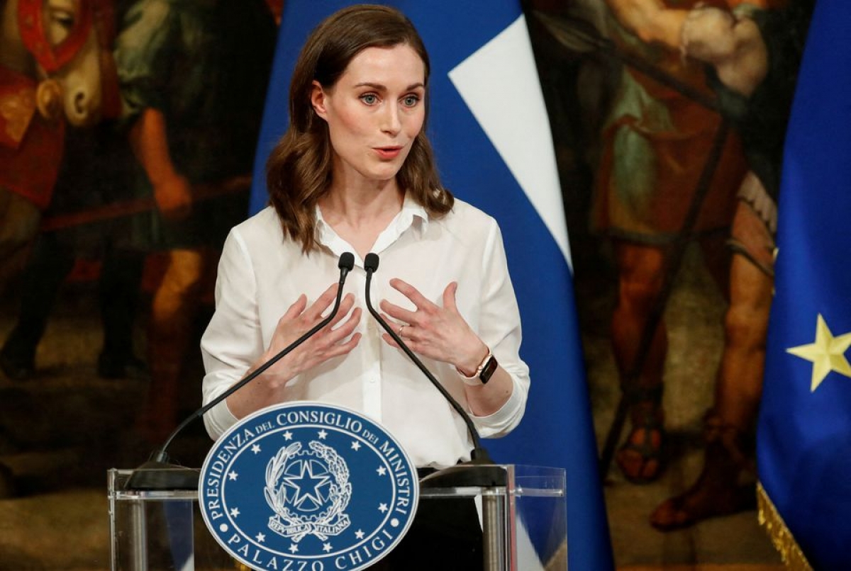 Thủ tướng Phần Lan Sanna Marin tại cuộc họp báo tại Rome, Italy, ngày 18/5/2022. Ảnh: Reuters