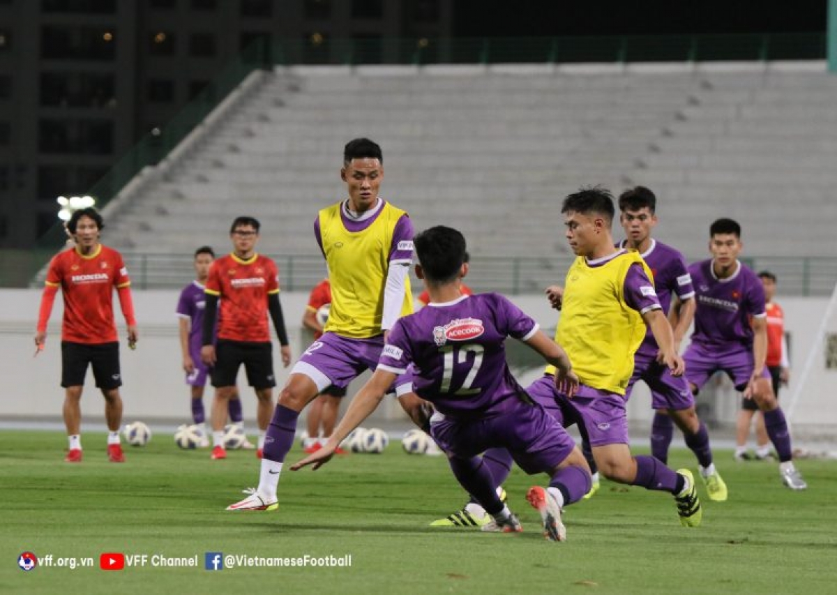 U23 Việt Nam trong buổi tập gần nhất ở Dubai. (Ảnh: VFF).