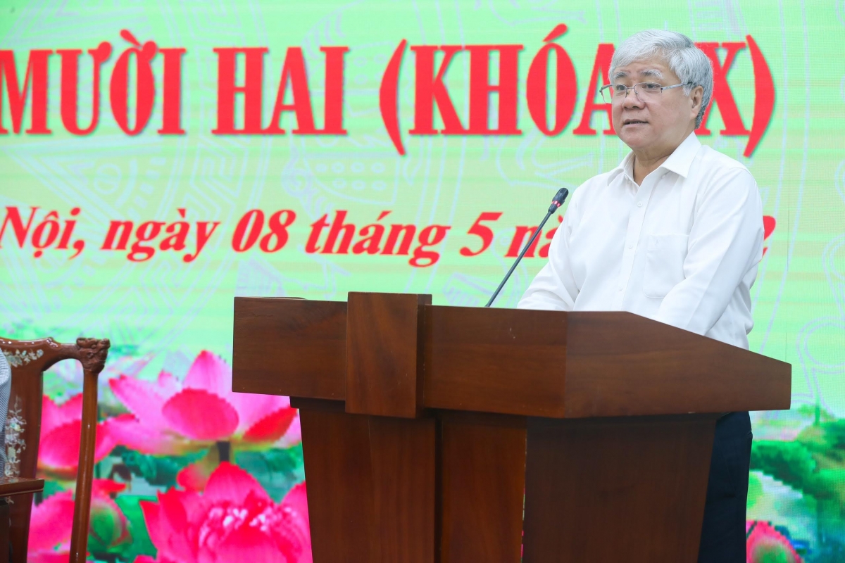 Chủ tịch UBTƯ MTTQ Việt Nam Đỗ Văn Chiến phát biểu tại Hội nghị.
