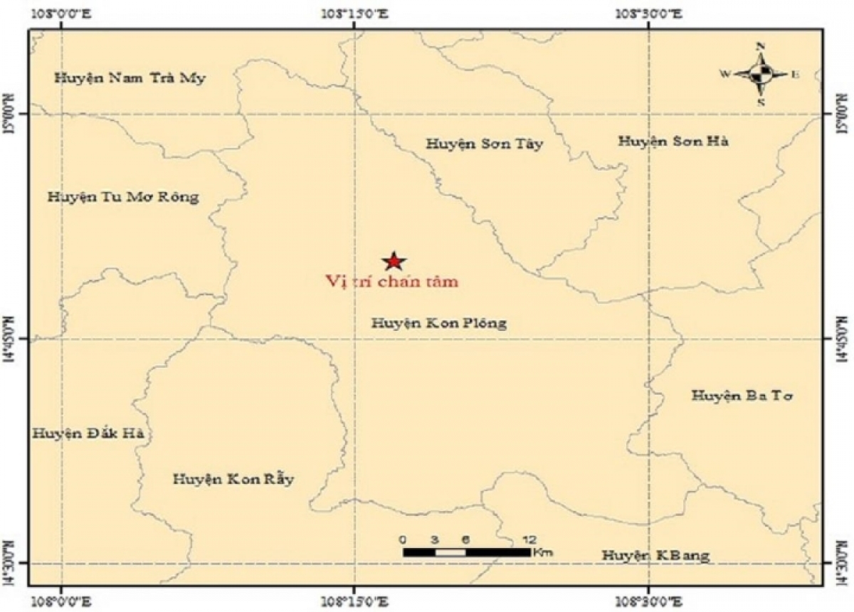 kon tum lai xay ra dong dat 3,7 do richter hinh anh 1