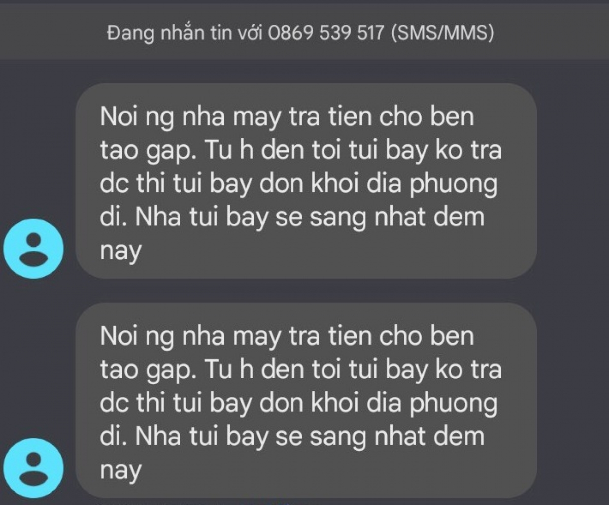 Tin nhắn đòi nợ, thậm chí đe dọa được gửi đến một số bạn sinh viên.