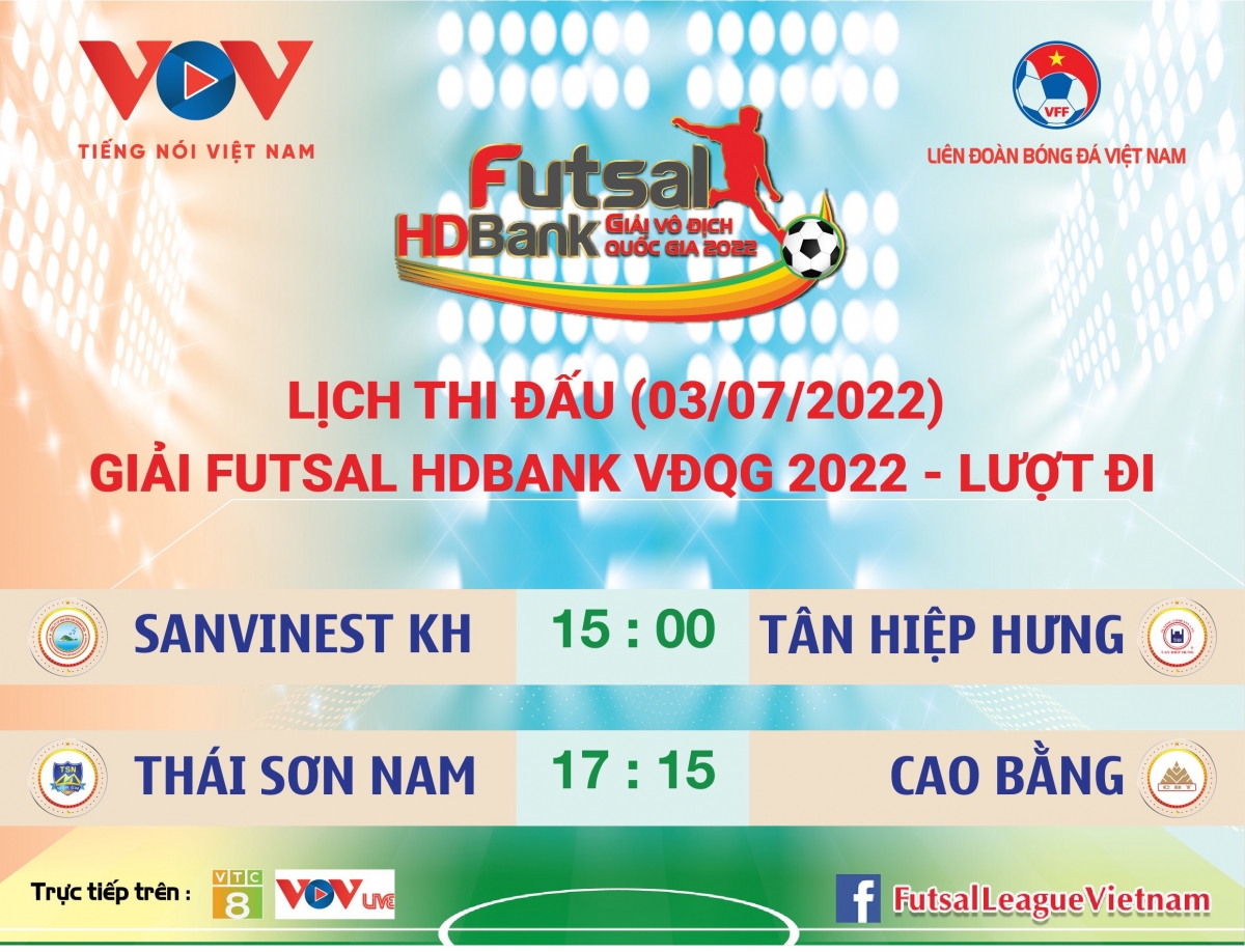 lịch thi đấu giải futsal hdbank vĐqg 2022 ngày 3 7 hình ảnh 1 lich thi dau giai futsal hdbank vDqg 2022 ngay 3 7 hinh anh 1