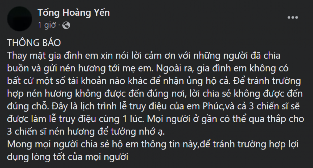 gia đình 3 chiến sỹ pccc không kêu gọi xin tiền phúng điếu trên mạng xã hội hình ảnh 2 gia dinh 3 chien sy pccc khong keu goi xin tien phung dieu tren mang xa hoi hinh anh 2