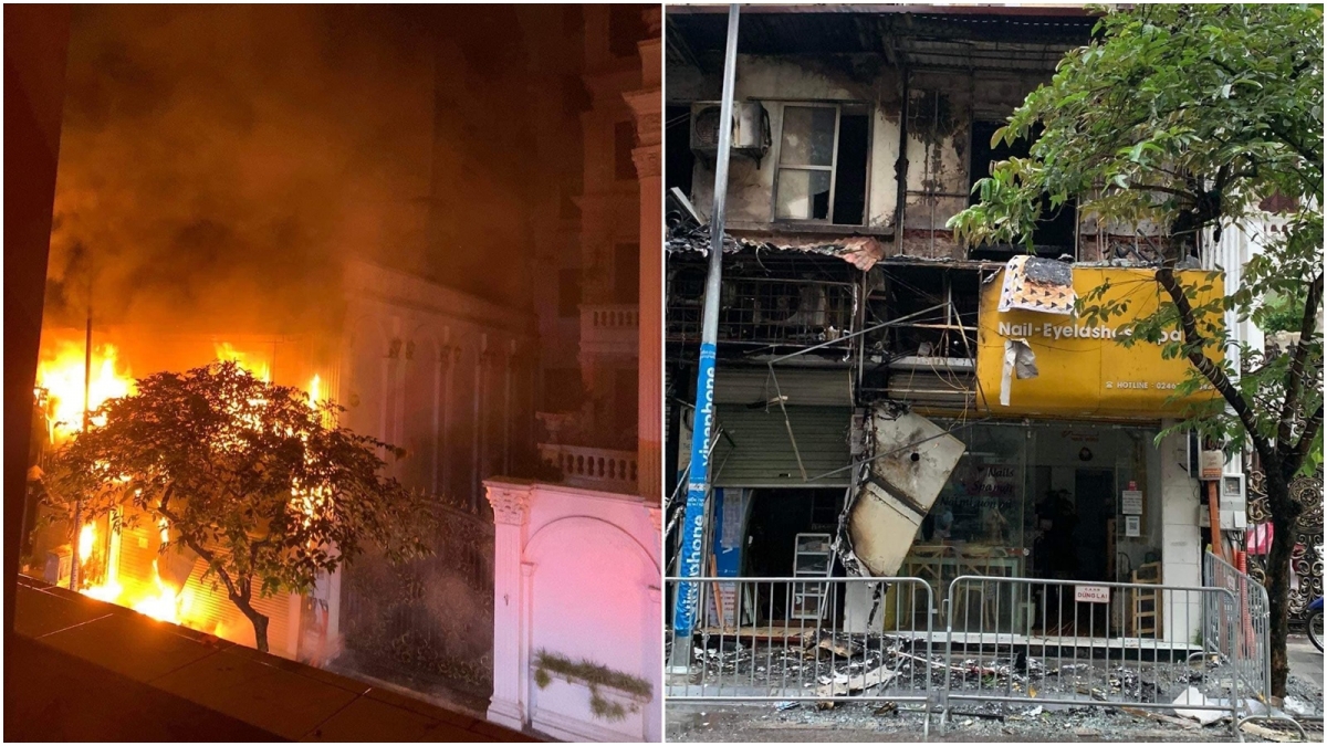 cháy cục nóng điều hòa lan sang biển quảng cáo cửa hàng hình ảnh 1 chay cuc nong dieu hoa lan sang bien quang cao cua hang hinh anh 1