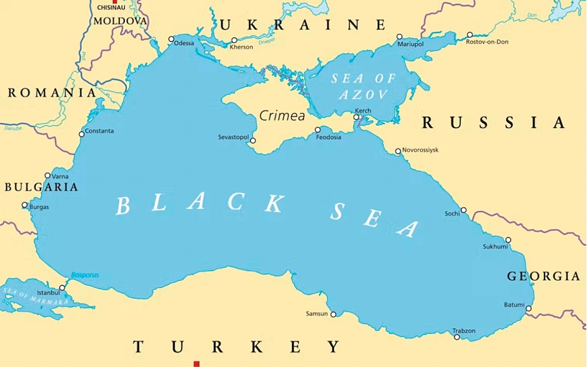 Bán đảo Crimea trông ra Biển Đen và án ngữ biển Azov. Đồ họa: Shuttersock.