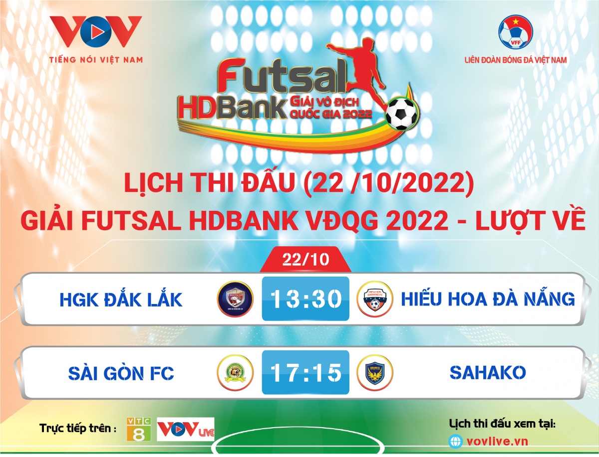 lịch thi đấu giải futsal hdbank vĐqg 2022 hôm nay 22 10 hình ảnh 1 lich thi dau giai futsal hdbank vDqg 2022 hom nay 22 10 hinh anh 1