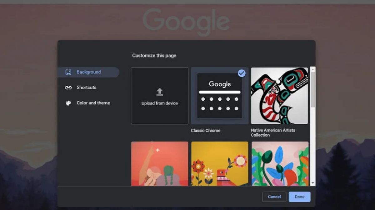 cach doi hinh nen google trong chrome cuc de hinh anh 2