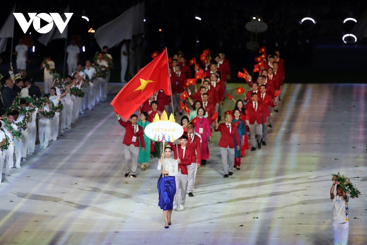 Đoàn Thể thao Việt Nam đứng nhất toàn đoạn tại SEA Games 32. (Ảnh: Dương Thuật)