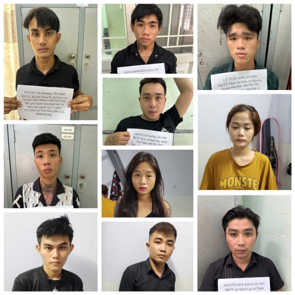 10 đối tượng khác theo Tín thực hiện các hành vi “Mua bán người", "Mua bán người dưới 16 tuổi", "Bắt giữ người trái pháp luật”