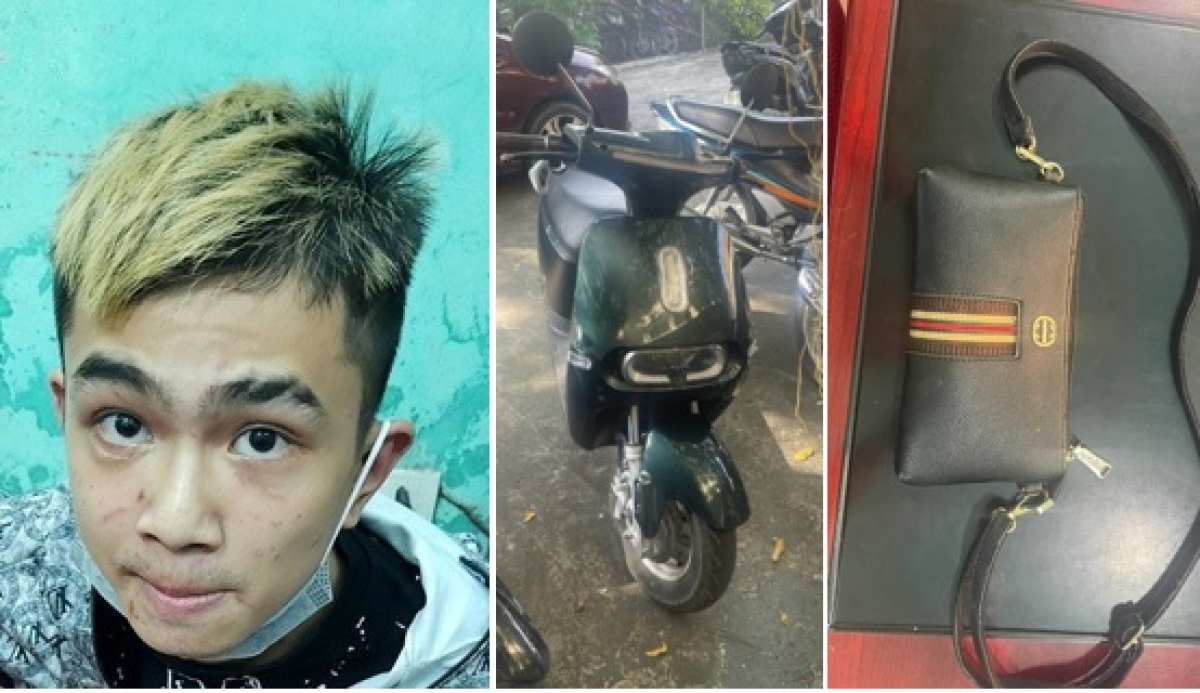 Tống Quốc Hưng và tang vật vụ cướp.