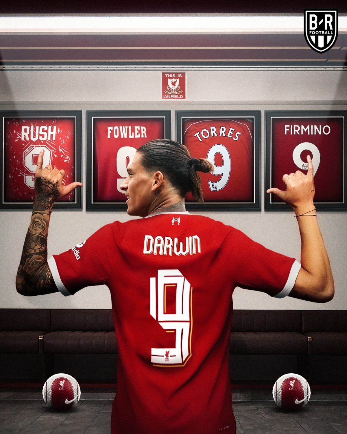 Darwin Nunez nhận áo số 9 tại Liverpool. (Ảnh: Bleacher Reports)