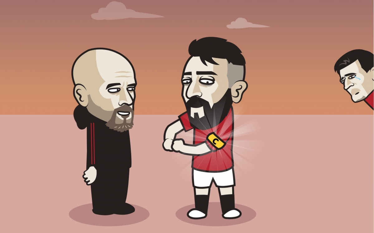Bruno Fernandes trở thành đội trưởng mới của MU. (Ảnh: Just Toon It)