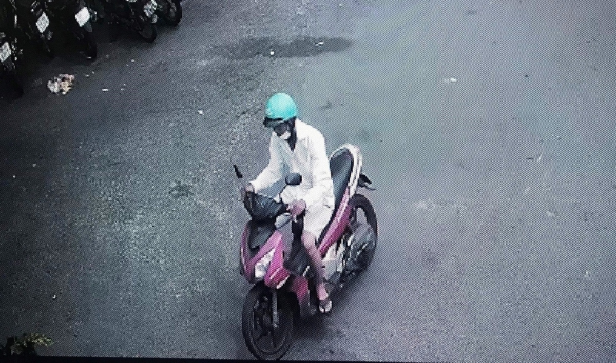 Hình ảnh đối tượng N.Đ.P trên đường tẩu thoát được camera ghi lại.