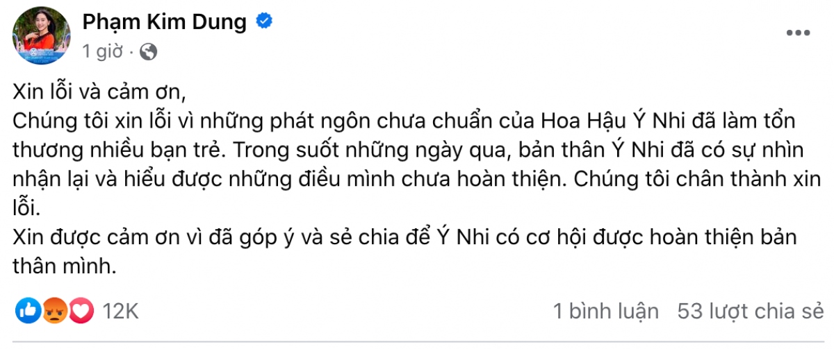 Bà Phạm Kim Dung - Trưởng BTC Miss World Vietnam 2023 thay mặt Ý Nhi lên tiếng sau lùm xùm phát ngôn vừa qua.