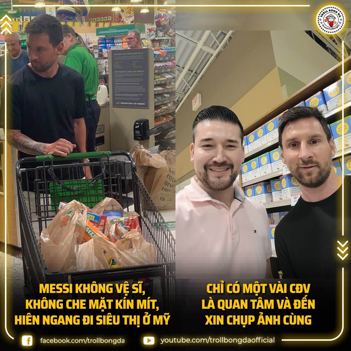 Messi tận hưởng cuộc sống mới tại Mỹ. (Ảnh: Troll Bóng Đá)