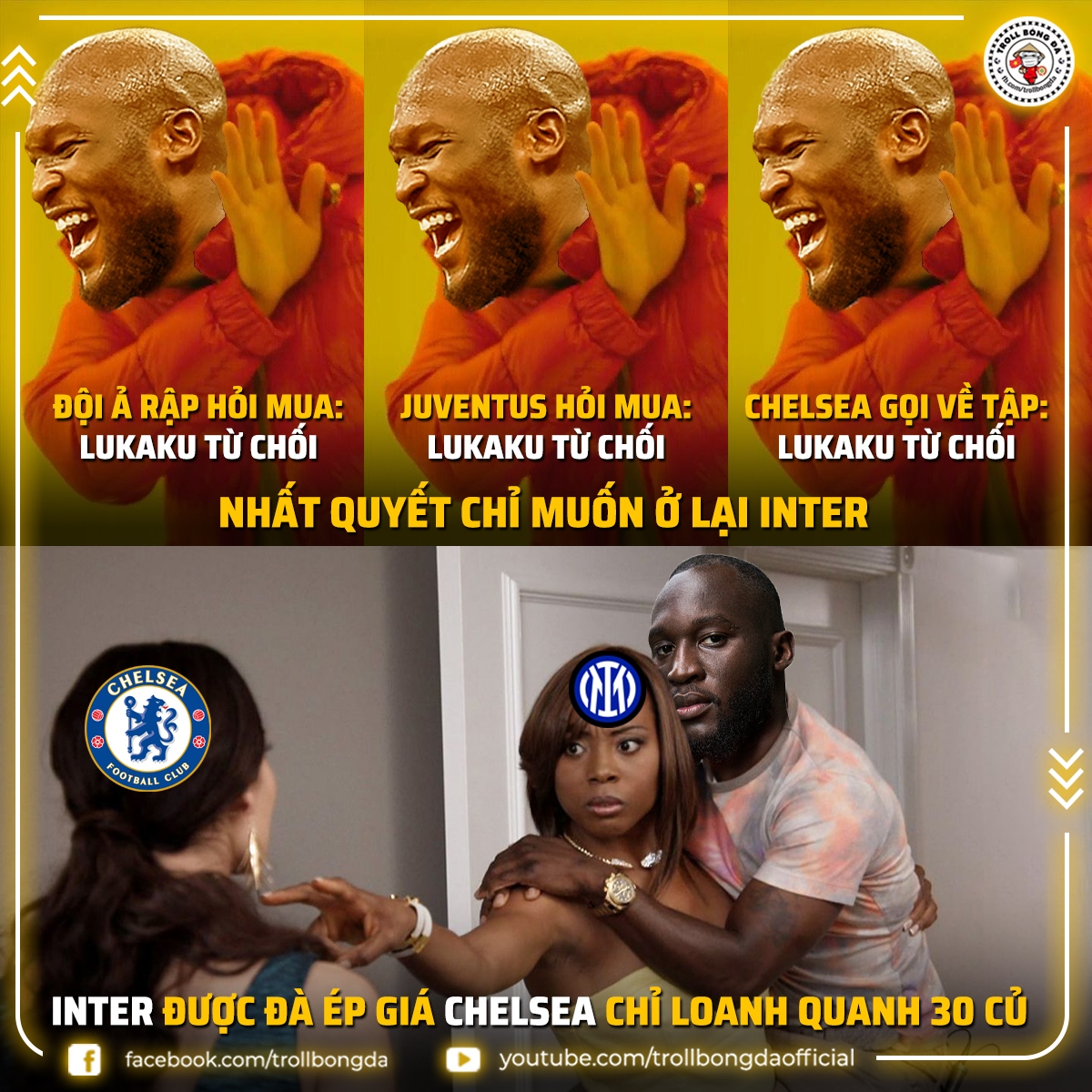 Lukaku làm khó Chelsea ở kỳ chuyển nhượng hè 2023. (Ảnh: Troll Bóng Đá)
