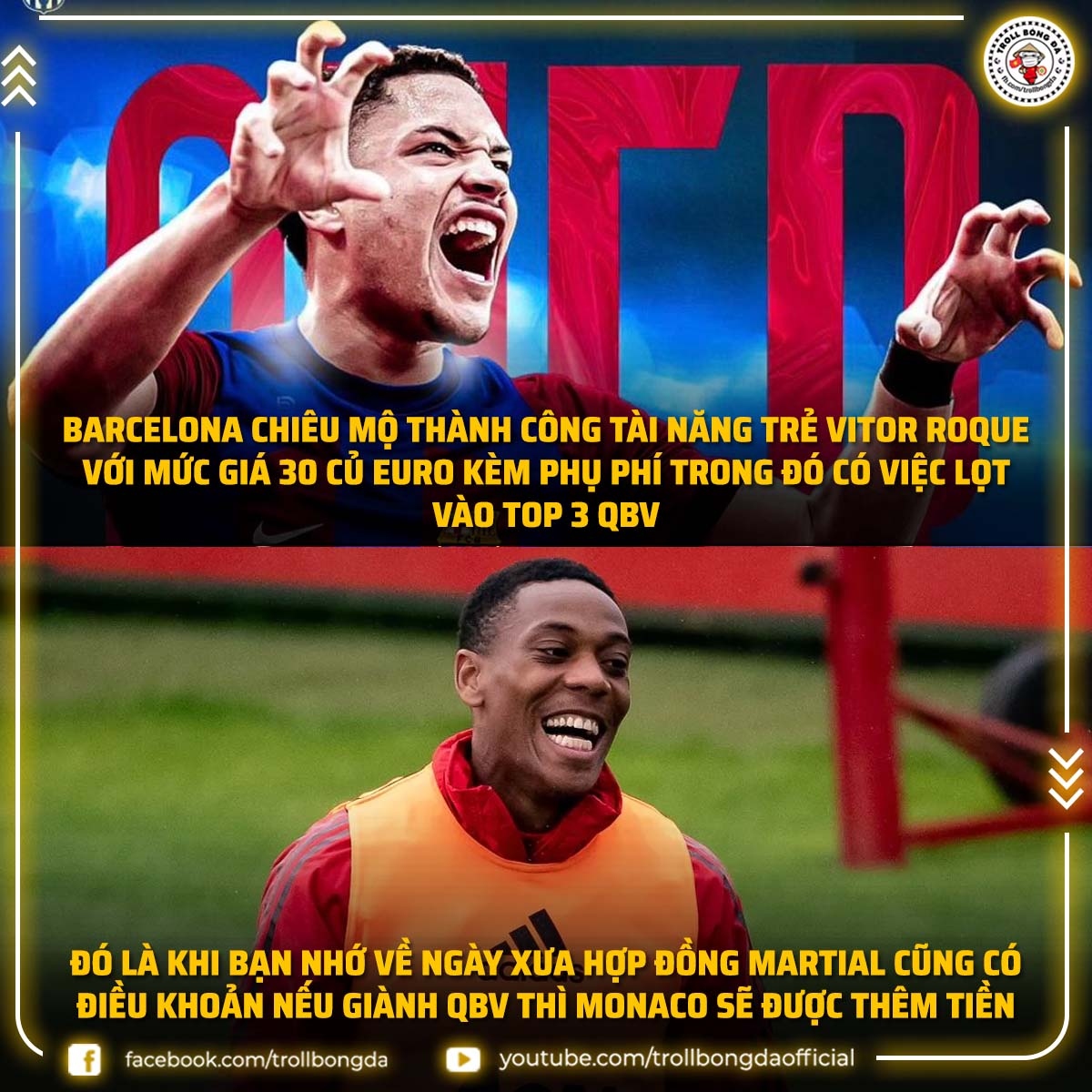 Barca và MU chung ý tưởng về điều khoản không tưởng. (Ảnh: Troll Bóng Đá)