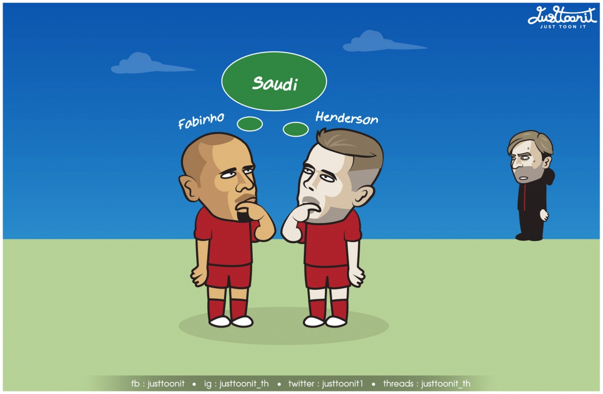 HLV Jurgen Klopp có thể mất 2 trò cưng vào tay các CLB của Saudi Arabia. (Ảnh: Just Toon It)