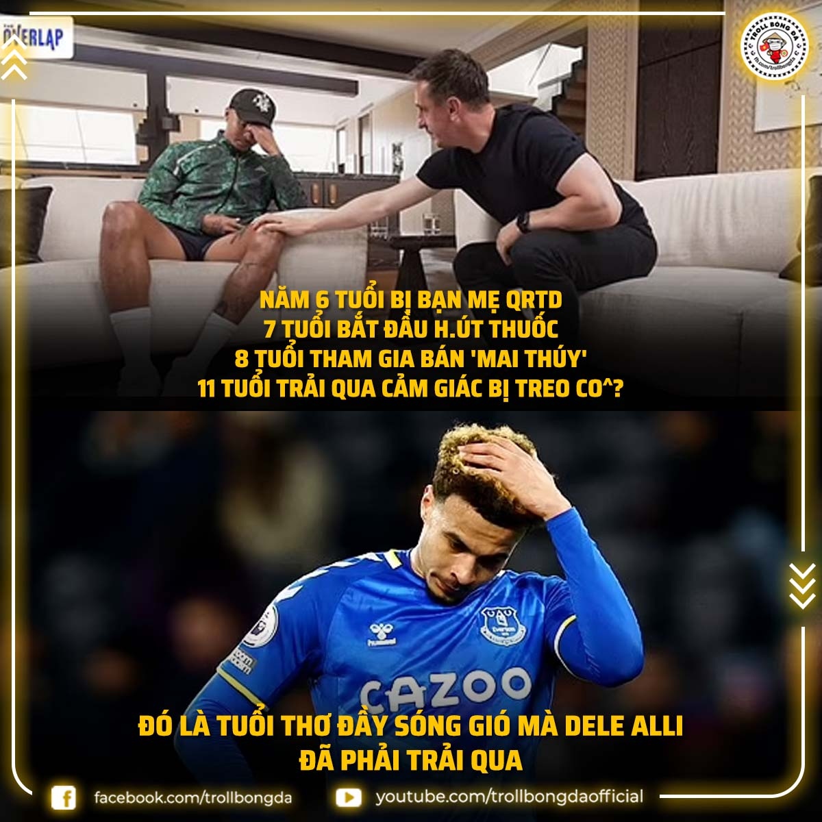 Cuộc đời nhiều bi kịch của cựu tiền vệ ĐT Anh - Dele Alli (Ảnh: Troll Bóng Đá)