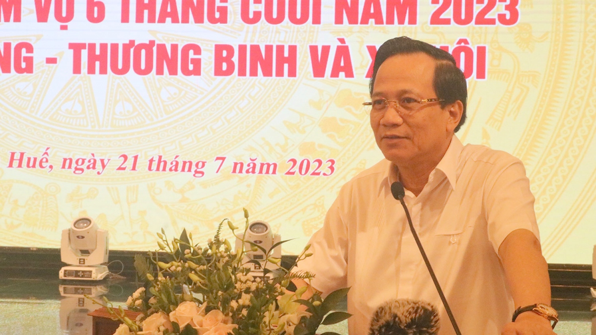 Bộ trưởng Bộ Lao động, Thương binh và Xã hội Đào Ngọc Dung phát biểu chỉ đạo tại Hội nghị