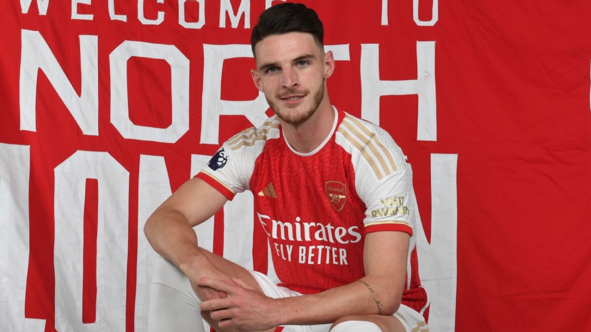 Declan Rice ra mắt Arsenal. (Ảnh: Getty)